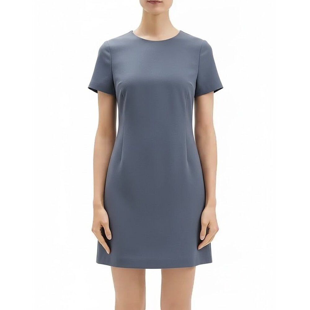 Theory Slate Blue Short Sleeve Shift Dress